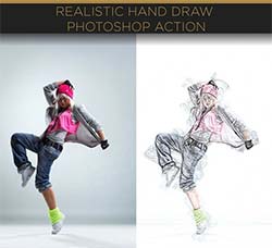 极品PS动作－逼真的手绘：Realistic Hand Draw Photoshop Action